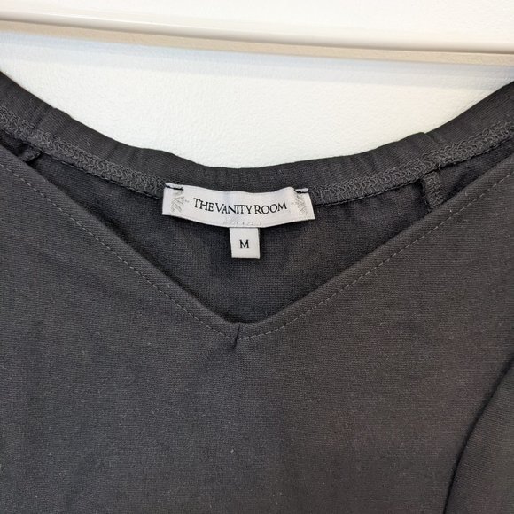 NWOT Vanity Room Black Dress Size M Medium Low Neckline Short Sleeve Mini - Picture 3 of 8